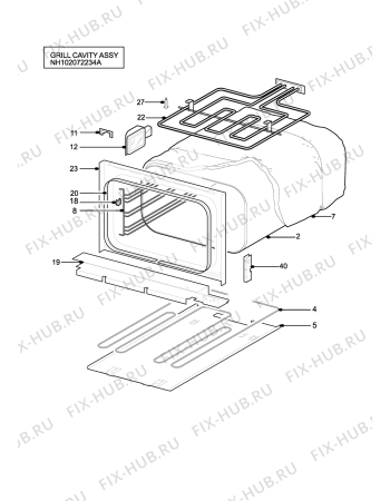 Взрыв-схема плиты (духовки) Electrolux EOU6330U - Схема узла H10 Grill cavity assy